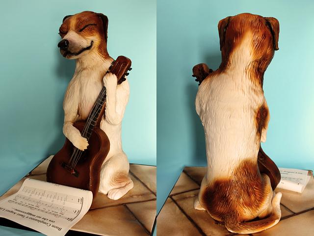 Johnny the Jack Russel and his Guitar - Decorated Cake by - CakesDecor