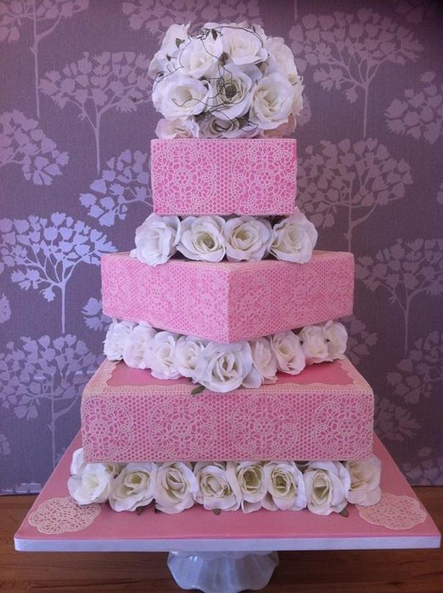 Laced wedding cake Decorated Cake by Susie CakesDecor