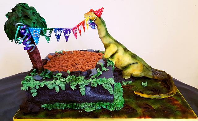 Party Time Dinosaur Excavation Cake - Decorated Cake by - CakesDecor