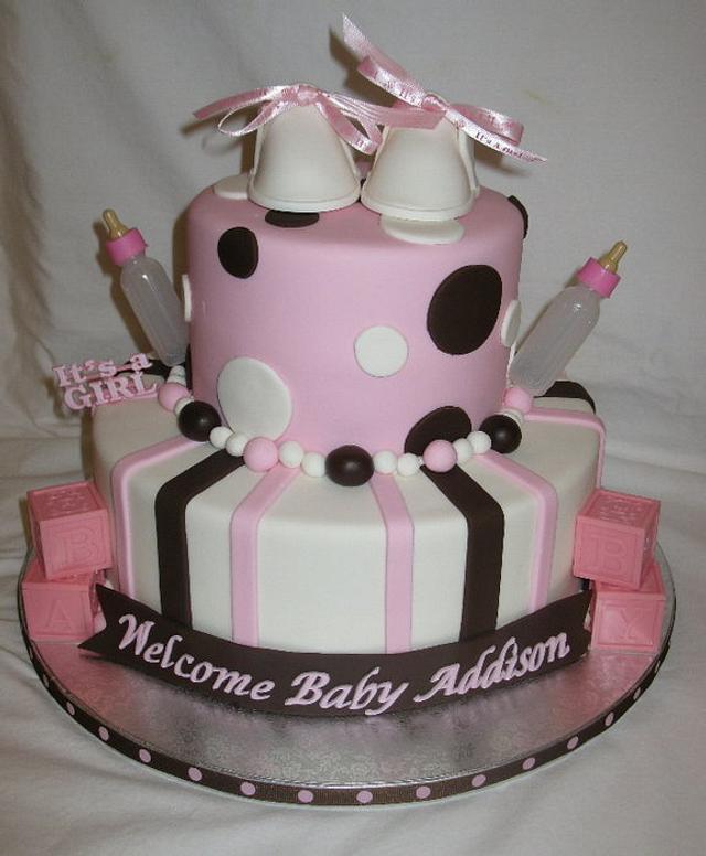 Pink Brown Baby Shower Cake By Doobiealexander Cakesdecor