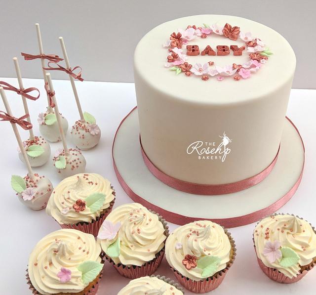 Rose Gold and Pastels Baby Shower Decorated Cake by The CakesDecor