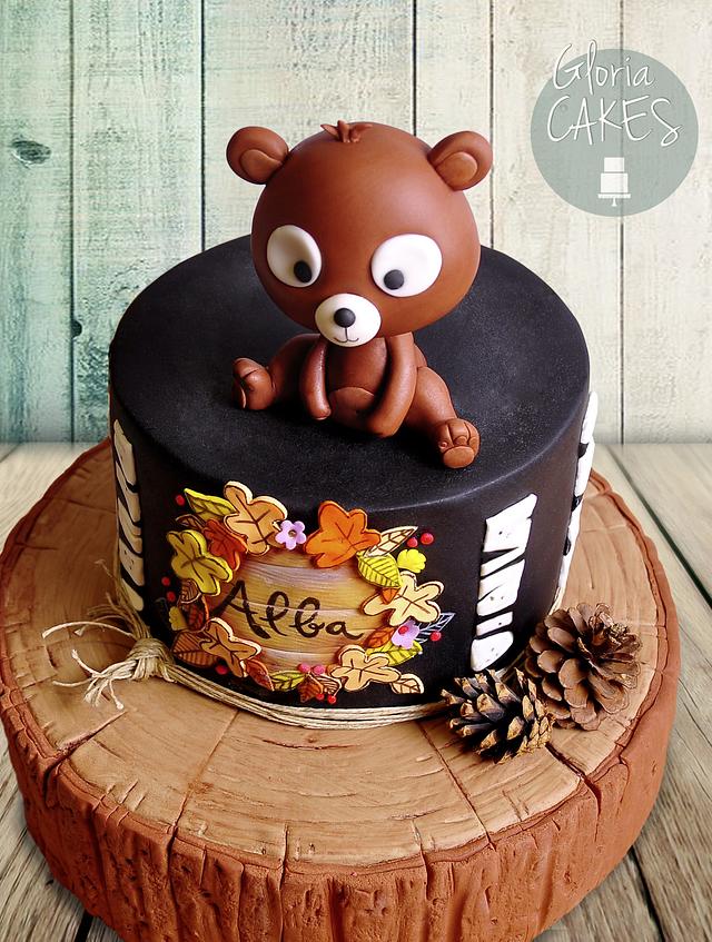 Country cake with little bear