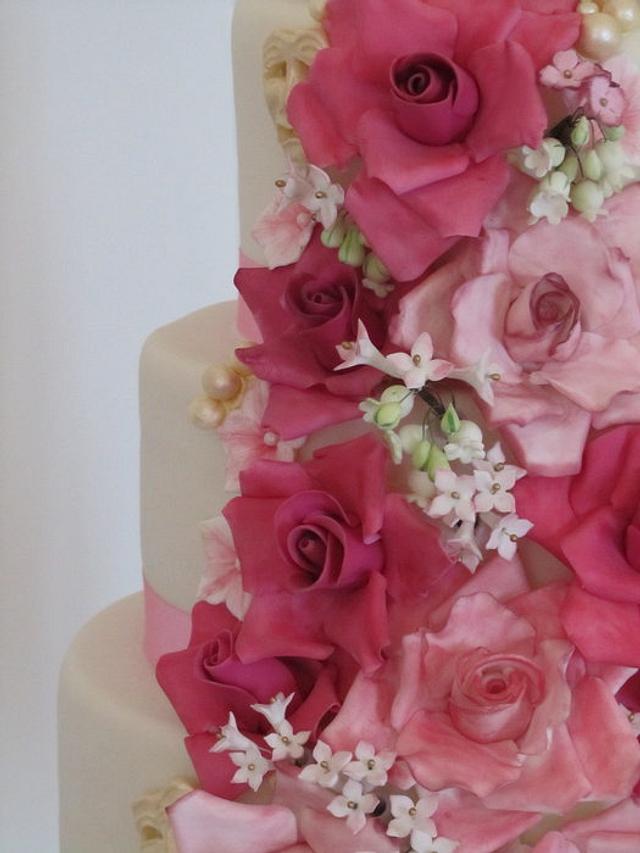 Roses Wedding Cake Cake by PatacakesJersey CakesDecor