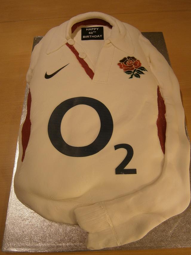 England rugby shirt cake Cake by TheCakemanDulwich