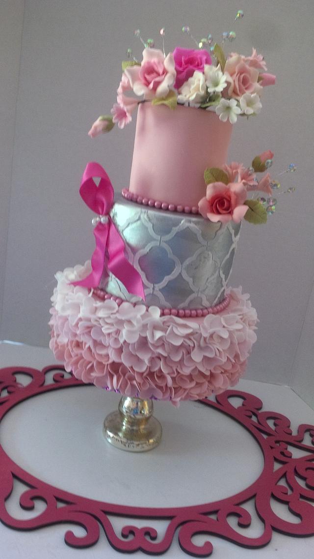 Pink ombre ruffles cake