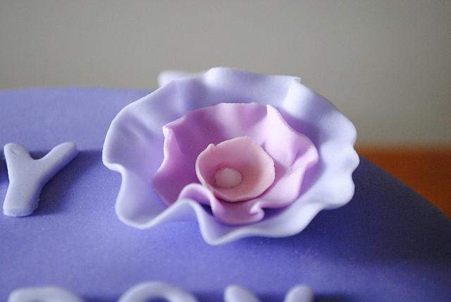 Purple chocolate cake with gumpaste flowers