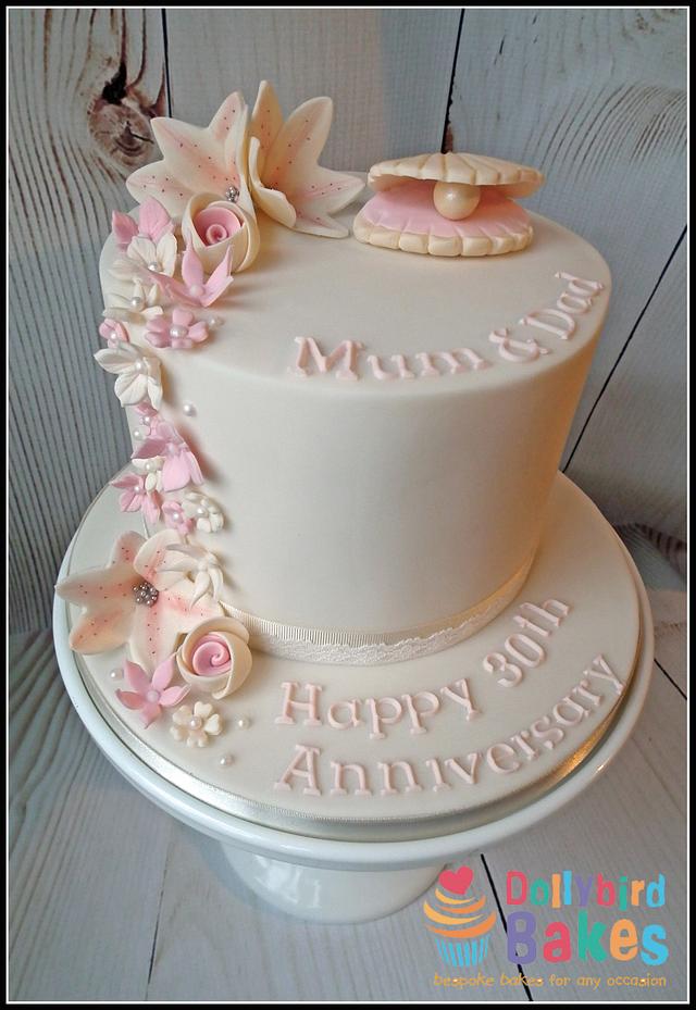 Pearl Wedding Anniversary Cake - Cake by Dollybird Bakes - CakesDecor
