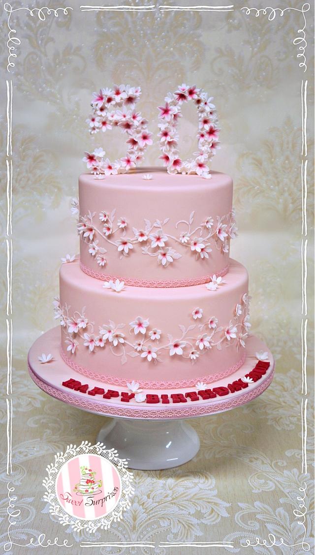 Pretty pink 50th Birthday - Decorated Cake by Sweet - CakesDecor