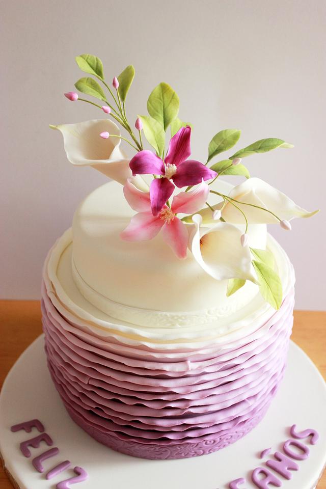 Violet Ruffles Cake - Decorated Cake by Kiara's Cakes - CakesDecor