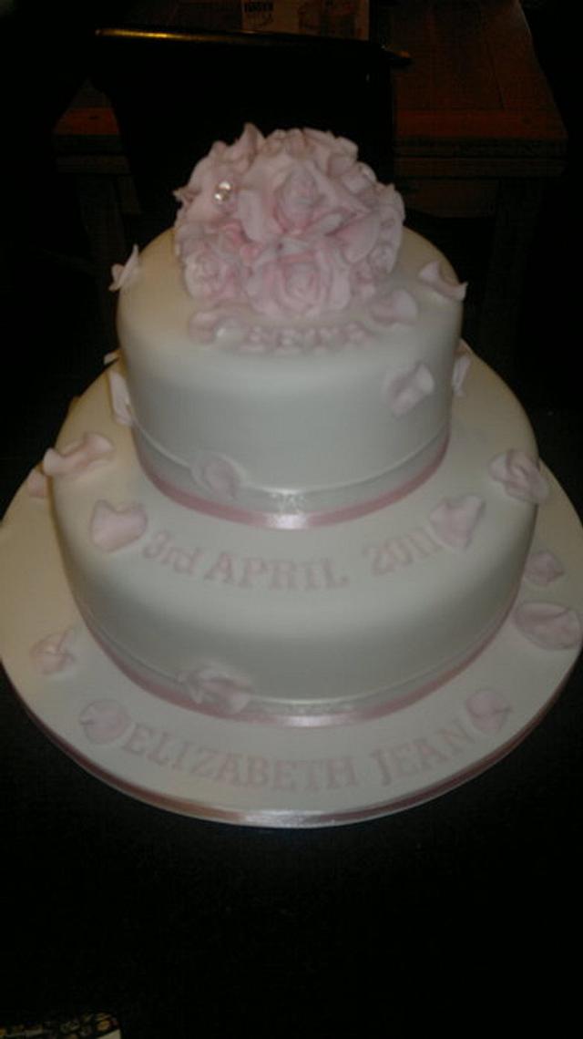 Two Tiered Christening cake - Decorated Cake by K Cakes - CakesDecor