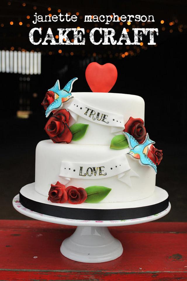 Vintage true love wedding cake