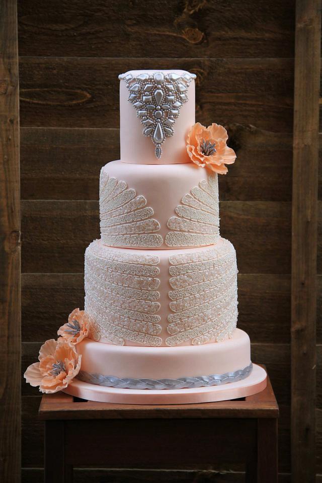 peach wedding cake Cake by beth CakesDecor