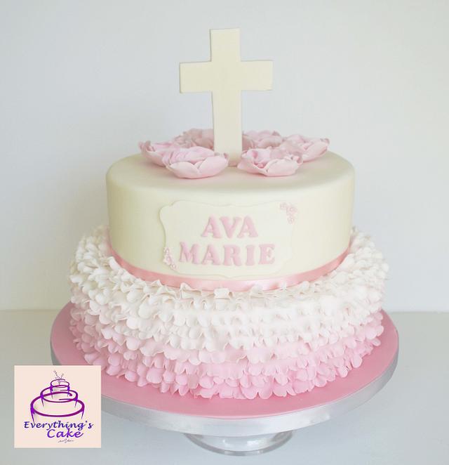 Girls christening cake - Decorated Cake by Everything's - CakesDecor