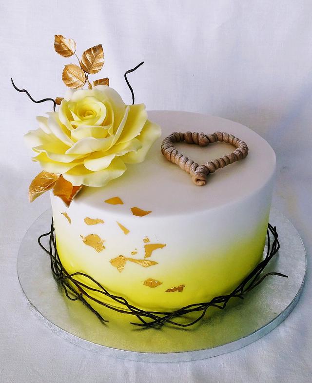 Wedding yellow cake Decorated Cake by alenascakes CakesDecor