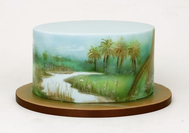 Jurassic park painted cake