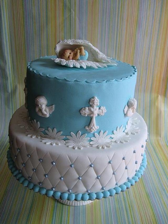 Cake for baptism with angels - Decorated Cake by Wanda - CakesDecor