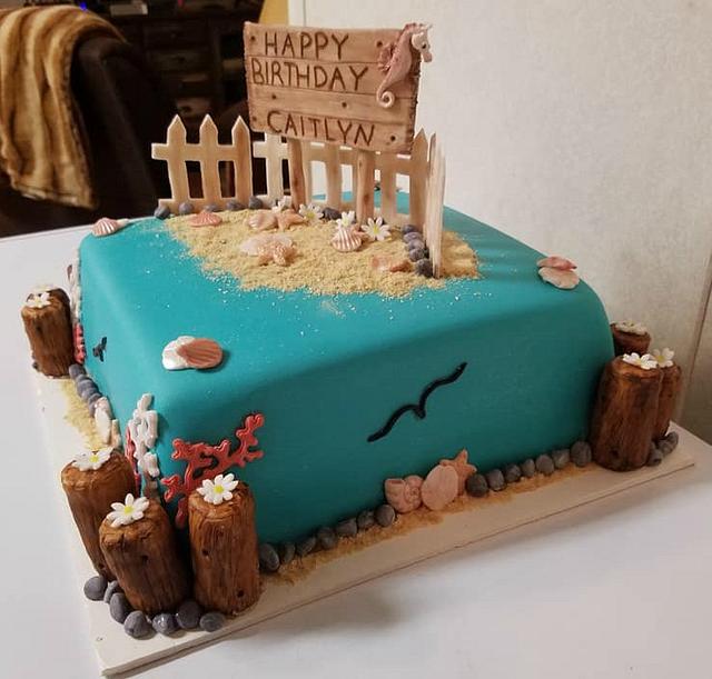 Beach Themed Birthday Cake - Cake by Creative Designs By - CakesDecor