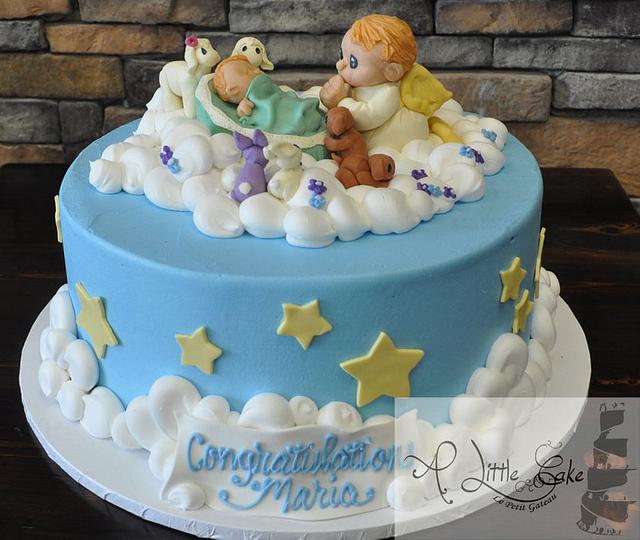 Angel Themed Baby Shower Cake Cake By Leo Sciancalepore Cakesdecor