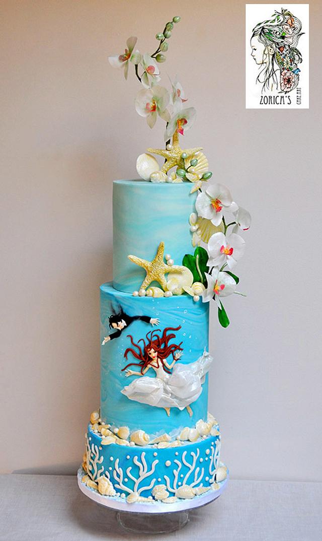 Underwater wedding cake - Decorated Cake by Hajnalka - CakesDecor