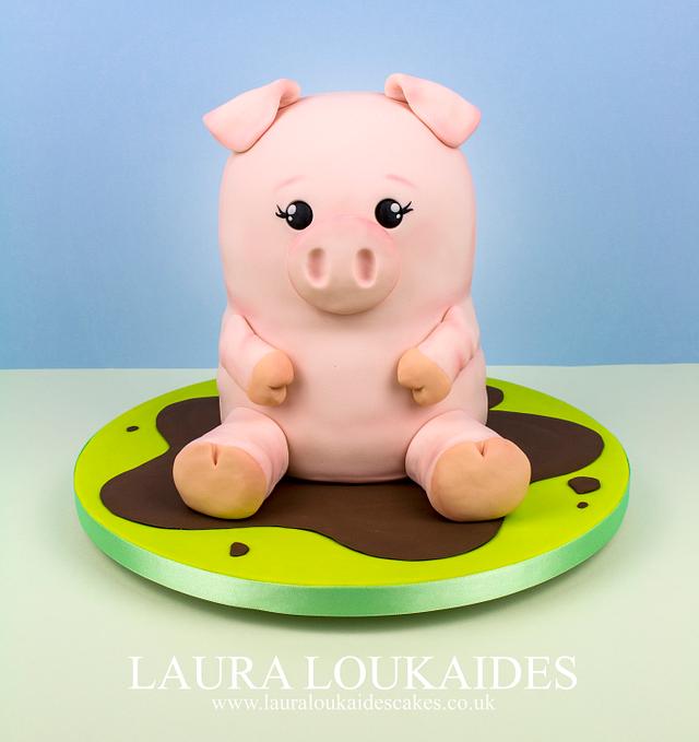 Truffles the Pig Decorated Cake by Laura Loukaides CakesDecor