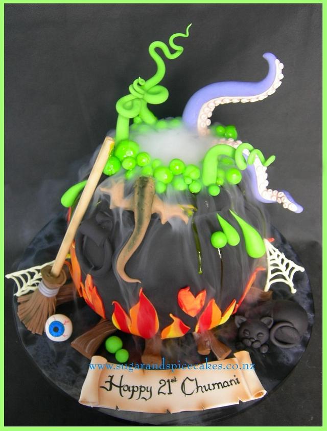 A Witch's Cauldron Cake