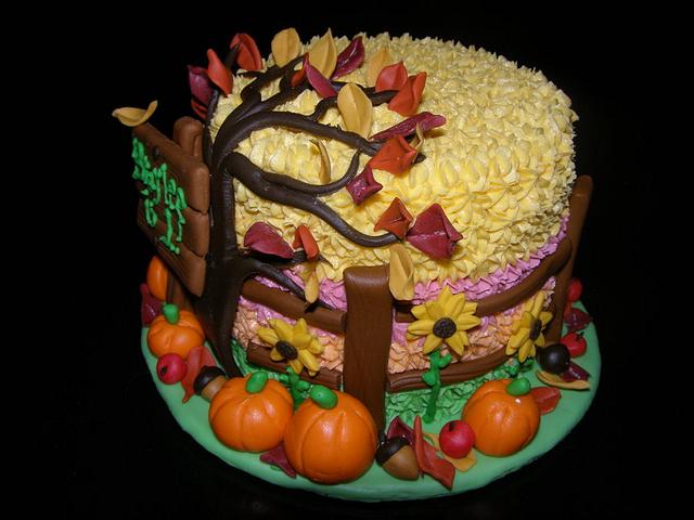 "Fall/Autumn" Themed Cake for 1st Birthday - Cake by Jon - CakesDecor