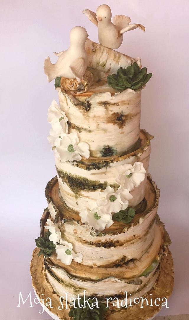 Bark wedding cake Decorated Cake by Branka Vukcevic CakesDecor