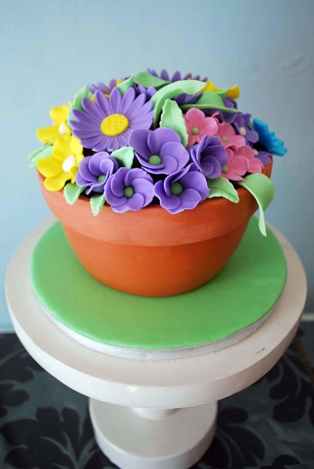 Flower pot cake Decorated Cake by Iced Cakery CakesDecor