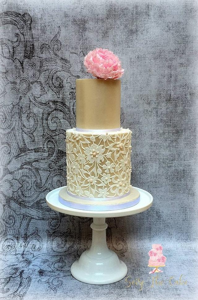 Elegant Satin Lace Cake