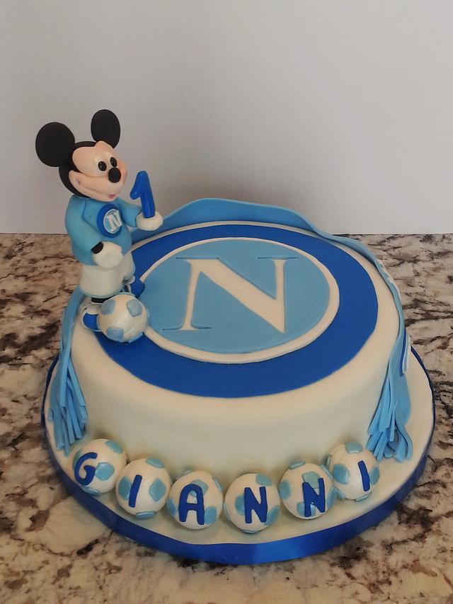 Mickey - 1st. birthday Napoli Soccer Player - Decorated - CakesDecor
