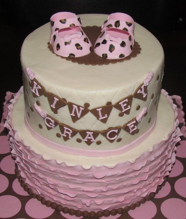 Pink And Brown Baby Shower Cake Cake By Cakesdecor