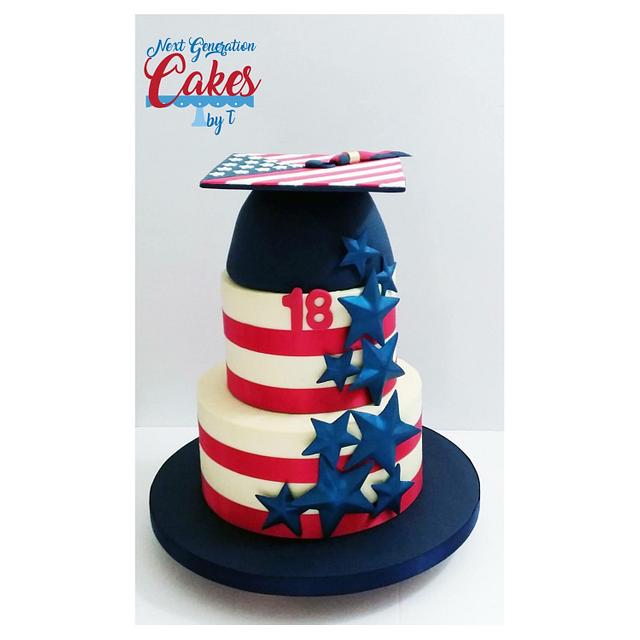 Patriotic graduation/birthday cake - Decorated Cake by - CakesDecor