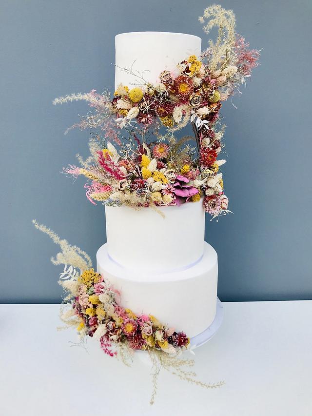 Floating Wedding Cake Dried Flowers - Cake by - CakesDecor