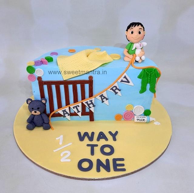 6 months birthday cake - Decorated Cake by Sweet Mantra - - CakesDecor