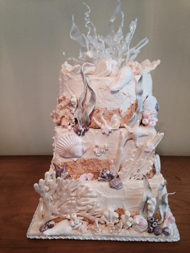 beach themed wedding shower cakes