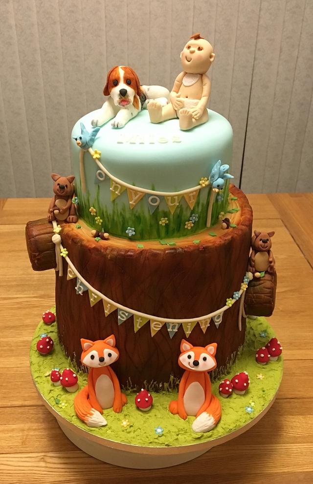 Woodland christening - Decorated Cake by Chaley O'Neill - CakesDecor