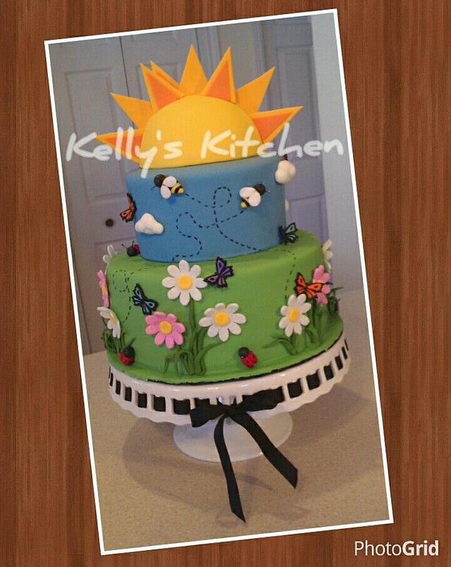 Spring themed cake - cake by Kelly Stevens - CakesDecor