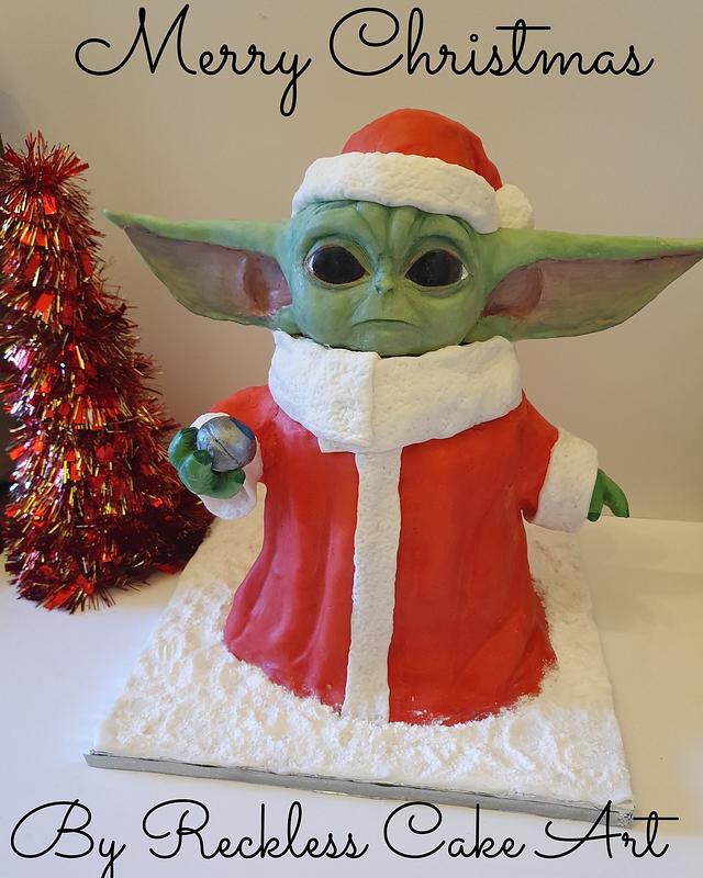 Festive Baby Yoda Cake By Reckless Cake Art Cakesdecor