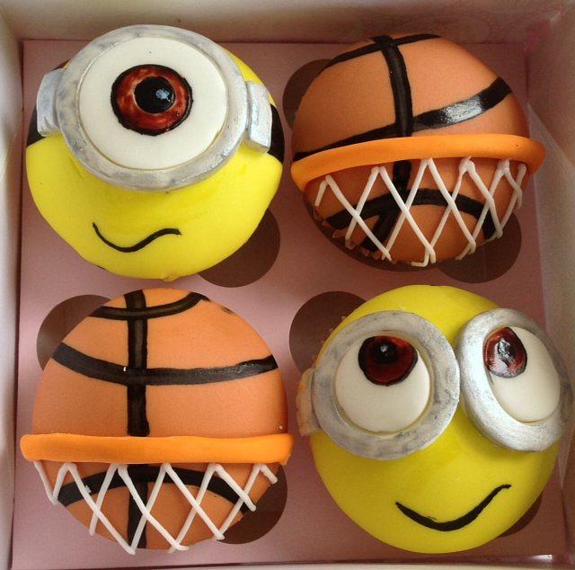 Minion and basket ball cupcakes Cake by Lesley Southam