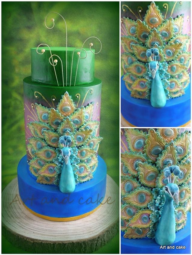 Peacock cake - Decorated Cake by marja - CakesDecor