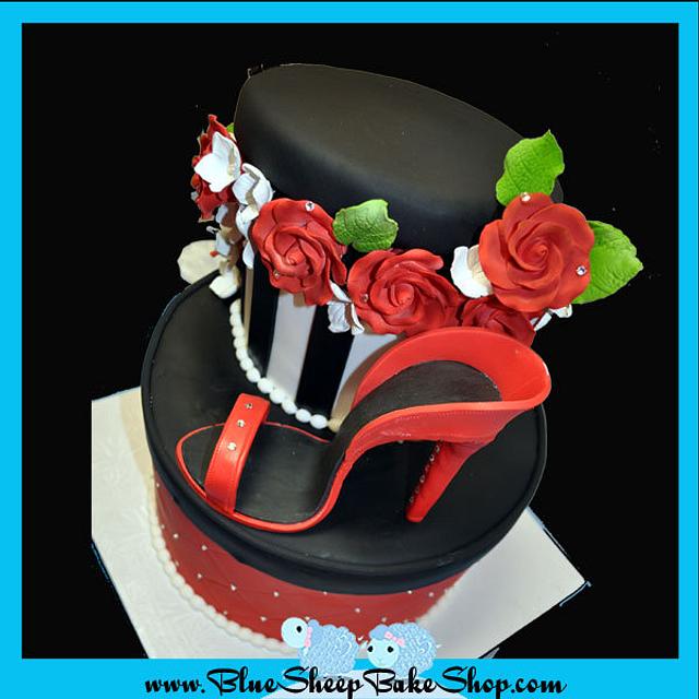 Sweet 16 hat box inspired birthday cake
