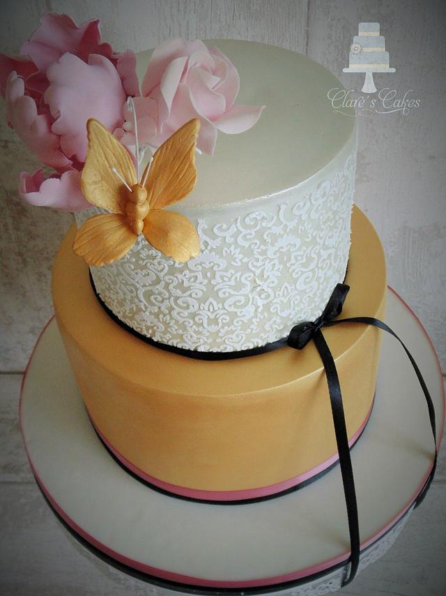 gold cake :) - Decorated Cake by Clare's Cakes - - CakesDecor