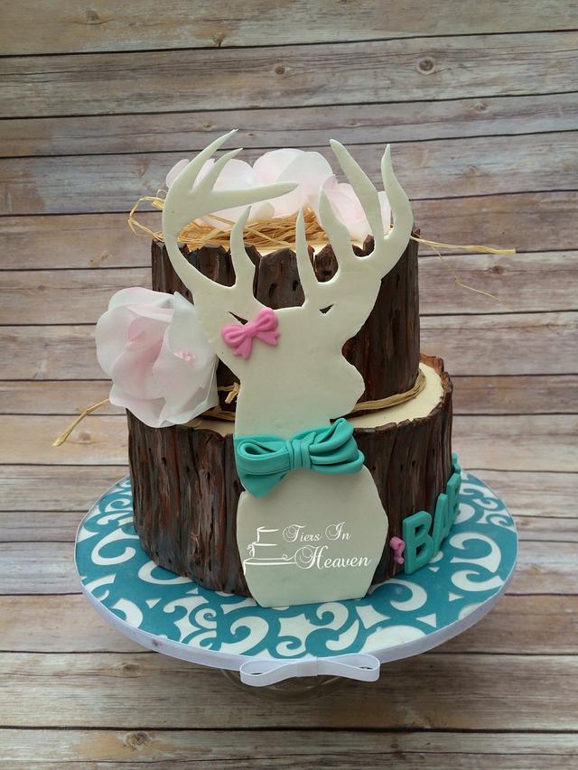 WOODLAND GENDER REVEAL Cake - Decorated Cake by Edible - CakesDecor