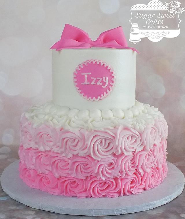 Pink Ombre Roses - Decorated Cake by Sugar Sweet Cakes - CakesDecor