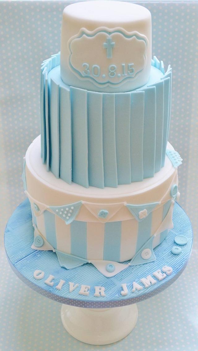 Baby boy christening cake - Decorated Cake by Roo's - CakesDecor