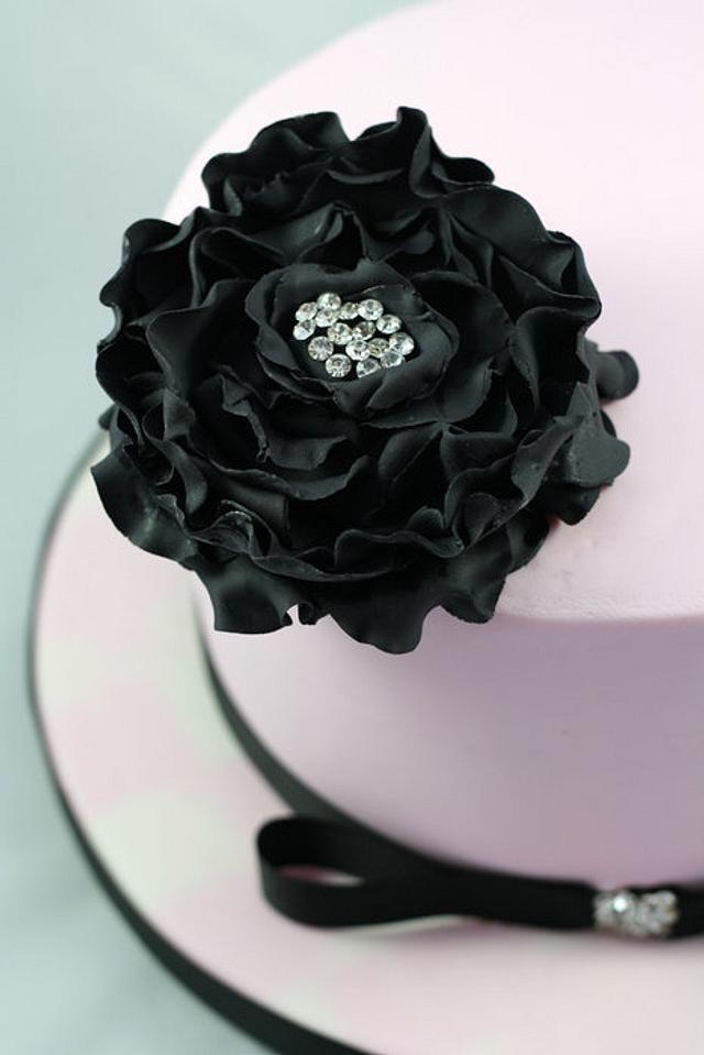 Black Fantasy Flower Bling Cake