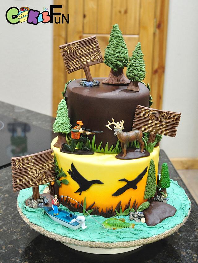 Hunting and fishing cake  Hunting birthday cakes, Hunting cake, Fish cake  birthday