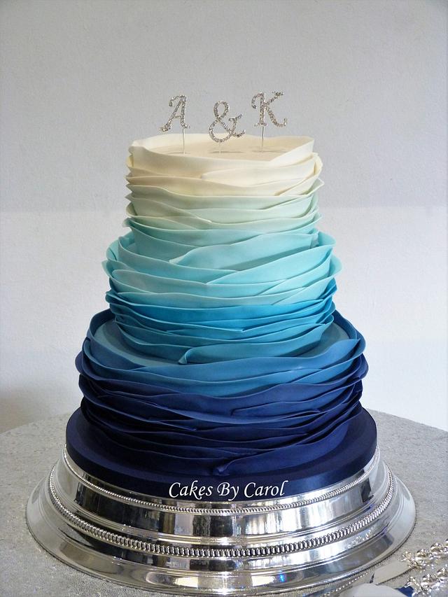 Blue Ombre Ruffles - cake by Carol - CakesDecor