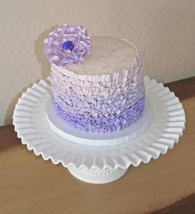 Purple Ombre Ruffle Cake