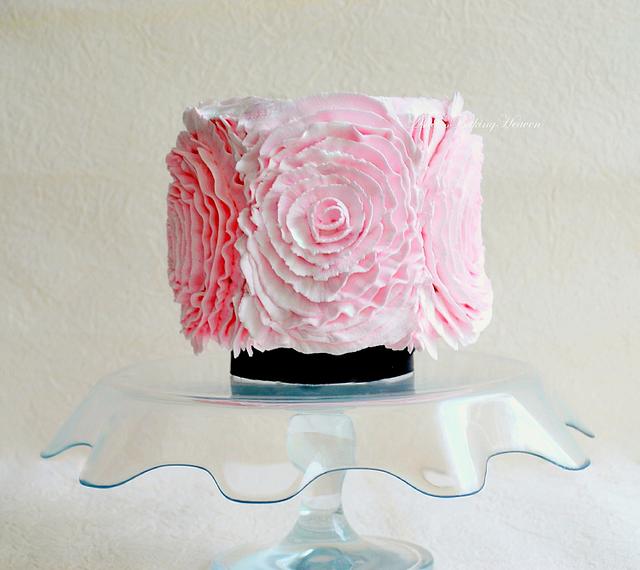 Whipped cream ruffled big rosettes !! Decorated Cake by CakesDecor